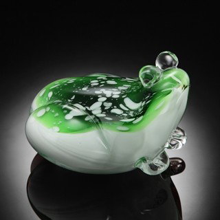 ADORABLE ART GLASS FROG: ART GLASS FROG - 3"H x 4.5"W x 4"D - HAND CRAFTED