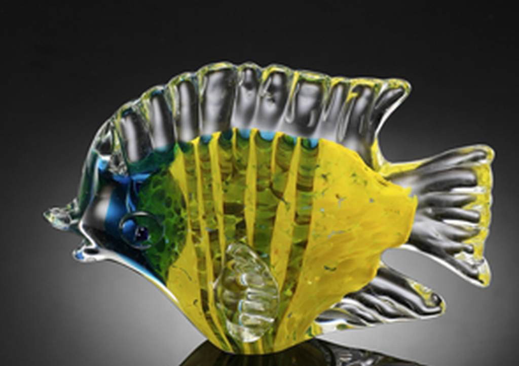 ART GLASS TROPICAL FISH : BEAUTIFUL ART GLASS TROPICAL FISH - 5.5"H 8"W 3"D - HAND CRAFTED