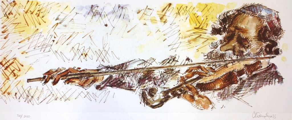 ROSS ORIGINAL LITHOGRAPH - SIGNED: ROSS "VIOLINIST" - HAND SIGNED AND NUMBERED LIMITED EDITION LITHOGRAPH ON QUALITY ARCHIVAL PAPER - VERY GOOD CONDITION - APPROX. 19X31 - UNFRAMED