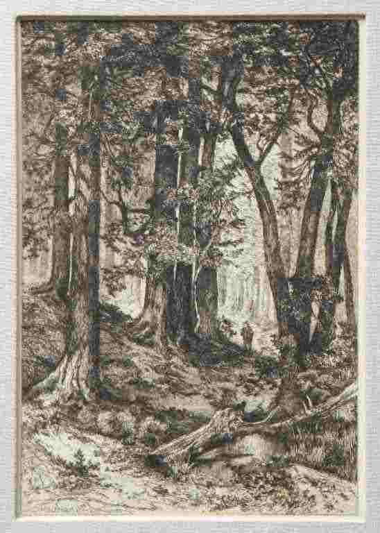 MARY NIMMO MORAN ORIGINAL ETCHING: MARY NIMMO MORAN ETCHING - ORIGINAL ETCHING. THIS IS ONE OF MARY NIMMO MORAN'S MOST POPULAR ETCHINGS; IT WAS ETCHED BY HER IN 1888 AFTER A SKETCH DONE BY HER HUSBAND THOMAS MORAN, SO IT IS REALLY A JO