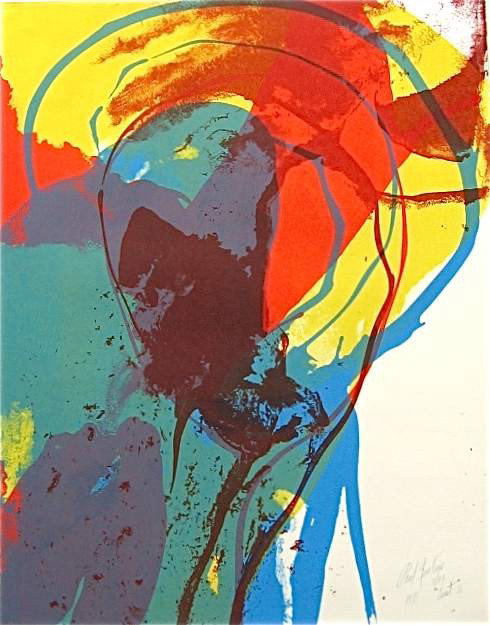 JENKINS "CREST II" SIGNED ORIGINAL LITHOGRAPH: MEDIUM: ORIGINAL LITHOGRAPH. SIGNED, DATED AND TITLED IN PENCIL AND NUMBERED . PUBLISHED IN 1971 BY CHIRON PRESS OF NEW YORK, AND PRINTED ON QUALITY RAG PAPER WITH DECKLE EDGES. SHEET SIZE: 27 X 21 IN