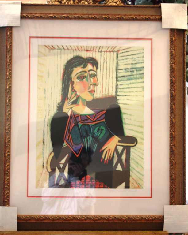PICASSO LTD EDITION LITHOGRAPH: PABLO PICASSO - "PORTRAIT OF DORA MAAR SEATED"- LTD EDITION LITHOGRAPH - PROFESSIONALLY FRAMED AND MATTED - MINT CONDITION - ESTATE SIGNED WITH SEAL - FRAMED SIZE APPX 34X29
