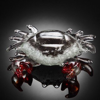 ART GLASS CRAB - UNIQUELY HAND CRAFTED: ART GLASS CRAB - 3"H x 6.5"W x 6.5"D - UNIQUELY HAND CRAFTED