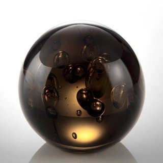 ART GLASS DARK GRAY BUBBLE SPHERE 3.5" DIA: ART GLASS DARK GRAY BUBBLE SPHERE 3.5" DIAMETER - HAND CRAFTED