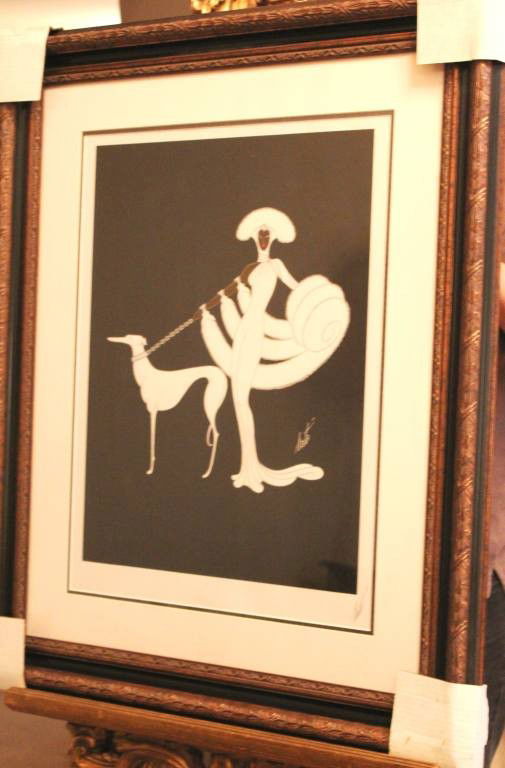 ERTE' LITHOGRAPH -HAND SIGNED: ERTE' "EBONY IN WHITE" - HAND SIGNED BY ERTE - OFFSET LITHOGRAPH - 1999 - ATELIER: R W VALENTINE - PUBLISHED BY: PARIS EDITIONS - 25" X 21" (IMAGE) - 24" X 18.5" (FRAMED) - PROFESSIONALLY FRAMED & MAT