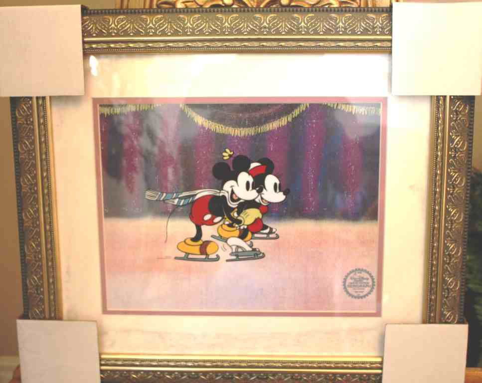MICKEY & MINNIE MOUSE DISNEY SERICELL: WALT DISNEY - "MICKEY & MINNIE MOUSE" - LTD EDITION SERICELL/SERIGRAPH - PROFESSIONALLY FRAMED & MATTED - MINT CONDITION - DISNEY SEAL - FRAME SIZE APPX 19 X 22
