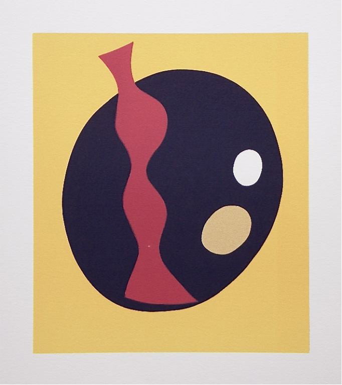 JEAN ARP ORIGINAL WOODCUT - 1966: JEAN ARP ORIGINAL ORIGINAL WOODCUT "SOLEIL RECERCLE" - A MAGNIFICENT AND RICHLY INKED IMPRESSION ON BFK RIVES WOVE PAPER FROM THE DELUXE LIMITED EDITION PORTFOLIO "SOLEIL RECERCLÉ", PUBLISHED IN PARI