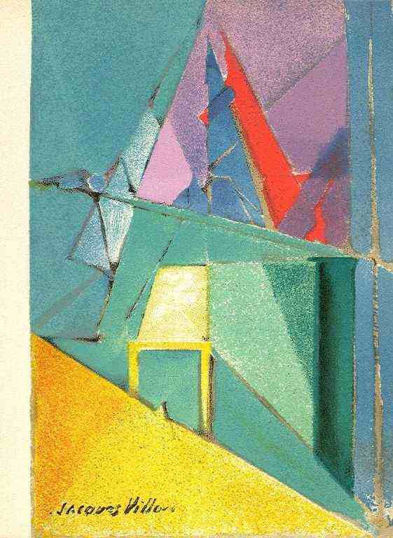 JACQUES VILLON LITHOGRAPH "INTIMITÉ": JACQUES VILLON LITHOGRAPH "INTIMITÉ" - PRINTED IN PARIS IN 1964 BY FERNAND MOURLOT . SIZE: 7 1/2 X 10 INCHES (SHEET) - PROFESSIONALLY FRAMED & MATTED - -