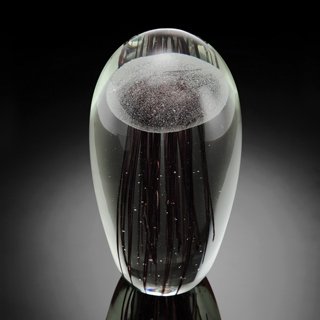 ART GLASS GRAY JELLYFISH GLOW IN THE DARK : ART GLASS GRAY JELLYFISH GLOW IN THE DARK - 7.5"H x 3.5"W x 3.5"D - HAND CRAFTED