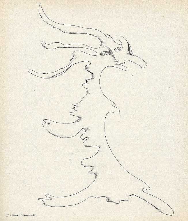 ELISABETH VAN DAMME ORIGINAL LITHOGRAPH: ELISABETH VAN DAMME ORIGINAL LITHOGRAPH - PRINTED IN PARIS BY MOURLOT AND PUBLISHED BY PIERRE À FEU AND MAEGHT EDITEUR FOR THE MARCEL DUCHAMP / ANDRÉ BRETON PROJECT SURRÉALISME EN 1947. ISSUED IN A