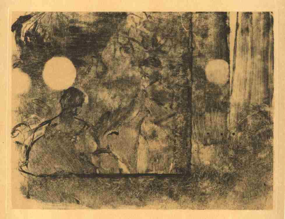EDGAR DEGAS (CAFE-CONCERT): EDGAR DEGAS (CAFE-CONCERT) - MEDIUM: GRAVURE (AFTER THE EXTREMELY RARE ORIGINAL MONOTYPE). PRINTED ON MARAIS PAPER IN PARIS IN 1948 BY QUATRE CHEMINS. THIS IS A QUALITY PRINTING, SHOWING A PLATEMARK; 