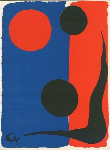 ALEXANDER CALDER ORIGINAL LITHOGRAPH, 1966: ALEXANDER CALDER ORIGINAL LITHOGRAPH, 1966 - THIS PRINT WAS PULLED IN PARIS IN 1966 BY THE LEGENDARY ATELIER OF FERNAND MOURLOT. PUBLISHED IN A LIMITED EDITION OF 1500 IMPRESSIONS ON CHIFFON DE MANDEU