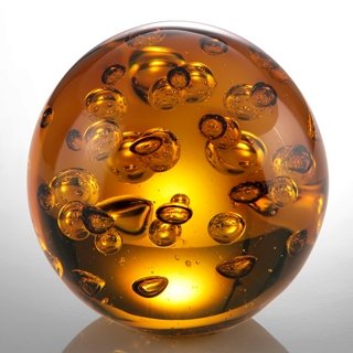 ART GLASS AMBER BUBBLE SPHERE 3" DIA: ART GLASS AMBER BUBBLE SPHERE 3" DIAMETER - HAND CRAFTED