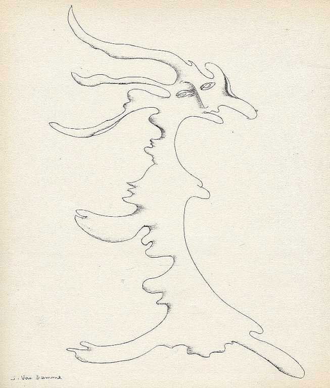 ELISABETH VAN DAMME ORIGINAL LITHOGRAPH: ELISABETH VAN DAMME ORIGINAL LITHOGRAPH - PRINTED IN PARIS BY MOURLOT AND PUBLISHED BY PIERRE À FEU AND MAEGHT EDITEUR FOR THE MARCEL DUCHAMP / ANDRÉ BRETON PROJECT SURRÉALISME EN 1947. ISSUED IN A