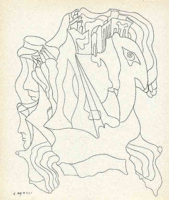 BRUNO CAPACCI ORIGINAL LITHOGRAPH: BRUNO CAPACCI ORIGINAL LITHOGRAPH - PRINTED IN PARIS BY MOURLOT AND PUBLISHED BY PIERRE À FEU AND MAEGHT EDITEUR FOR THE MARCEL DUCHAMP / ANDRÉ BRETON PROJECT SURRÉALISME EN 1947. ISSUED IN A LIMIT