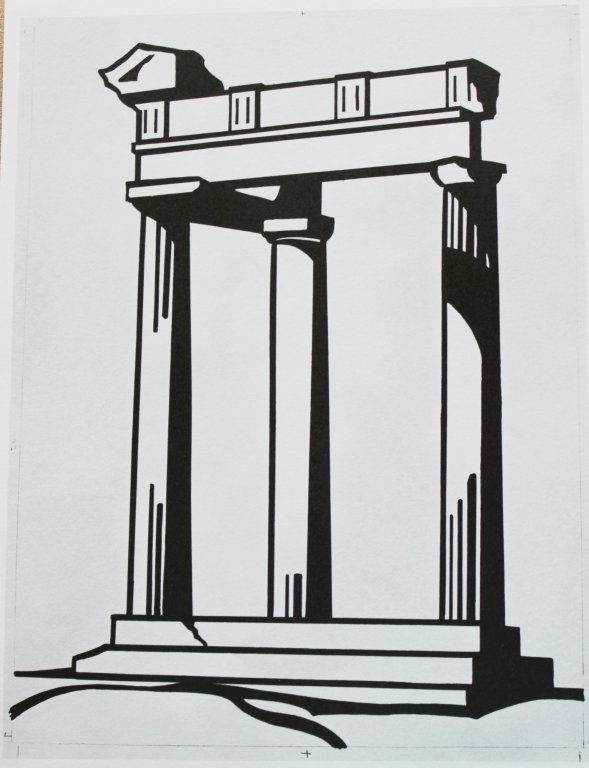 ROY LICHTENSTEIN "TEMPLE": MEDIUM: LITHOGRAPH . THIS PRINT IS FROM THE DELUXE EDITION OF 180 ON J A DESSIN WOVE PAPER. PRINTED IN 1970 BY IMPRIMERIES REUNIES OF LAUSANNE, SWITZERLAND (FROM THE FIRST EDITION -- THE QUALITY OF TH