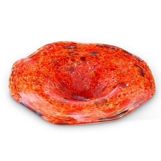 ART GLASS BOWL - UNIQUELY HAND CRAFTED: ART GLASS BOWL - UNIQUELY HAND CRAFTED - 3.5"H x 15"DIAMETER - ORANGE TONES