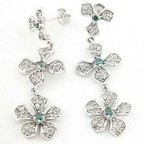 2.0 CTW. BLUE AND WHITE DIAMOND CHANDELIER EARR: 2.0 CTW. BLUE AND WHITE DIAMOND CHANDELIER EARRINGS -14KY GOLD