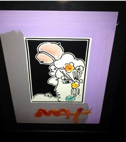 "PROFILE LADY W/ FLOWERS" PETER MAX ORIGINAL MI: PROFILE LADY W/ FLOWERS" PETER MAX ORIGINAL MIXED MEDIA - PROFESSIONALLY FRAMED & MATTED - HAND SIGNED AND EMBELLISHED BY PETER MAX - AUTHENTICATED WITH MAX GALLERY COPYRIGHT STAMP AND SERIAL NUMBER O