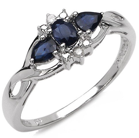 0.67 CARAT GENUINE SAPPHIRE & WHITE DIAMOND .92: 0.67 CARAT GENUINE SAPPHIRE & WHITE DIAMOND .925 STERLING SILVER RING - METAL INFORMATION: .925 STERLING SILVER TOTAL CTW: 0.67CTW FINISH: HIGH SILVER POLISH ITEM: RING STONE INFORMATION: DIAMOND WHIT