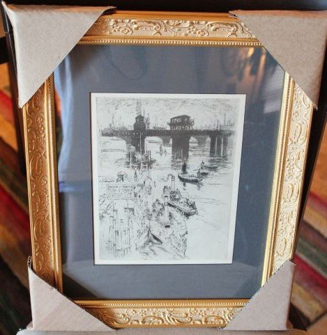 ANTIQUE JOSEPH PENNELL ORIGINAL ETCHING: JOSEPH PENNELL ANTIQUE ORIGINAL ETCHING- ISSUED IN 1894 FOR THE ART JOURNAL, PUBLISHED IN LONDON BY J. S. VIRTUE. IMAGE SIZE: 8 1/2" X 6 5/8" ON WOVE PAPER, WITH THE PUBLISHER'S INSCRIPTION BENEATH TH