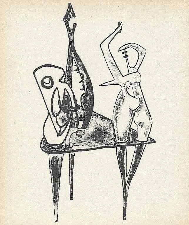 DAVID HARE ORIGINAL LITHOGRAPH: DAVID HARE ORIGINAL LITHOGRAPH - PRINTED IN PARIS BY MOURLOT AND PUBLISHED BY PIERRE À FEU AND MAEGHT EDITEUR FOR THE MARCEL DUCHAMP / ANDRÉ BRETON PROJECT SURRÉALISME EN 1947. ISSUED IN A LIMITED