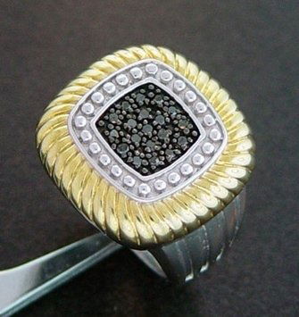 1/4 CTW BLACK DIAMOND ROPE RING IN STERLING SIL: 1/4 CTW BLACK DIAMOND ROPE RING IN .925 STERLING SILVER