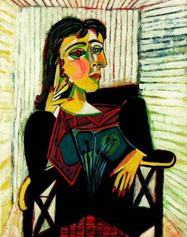 PICASSO "PORTRAIT OF DORA MAAR SEATED": PABLO PICASSO "PORTRAIT OF DORA MAAR SEATED" - NUMBERED LIMITED EDITION GICLEE' ON HEAVY ARCHIVAL WOVE PAPER - ESTATE SIGNED IN PENCIL "Collection Domaine Picasso" - EDITION SIZE 500 - UNFRAMED - MINT