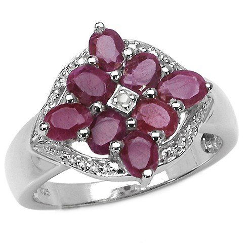 1.60 CARAT GENUINE RUBY & WHITE DIAMOND .925 ST: 1.60 CARAT GENUINE RUBY & WHITE DIAMOND .925 STERLING SILVER RING - METAL INFORMATION: .925 STERLING SILVER ITEM: RING TOTAL CTW: 1.60CTW FINISH: HIGH SILVER POLISH WEIGHT:3.87GMS STONE INFORMATION: D