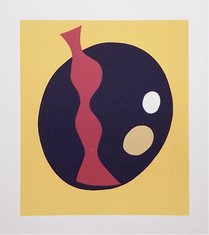 JEAN ARP ORIGINAL WOODCUT - 1966: JEAN ARP ORIGINAL ORIGINAL WOODCUT "SOLEIL RECERCLE" - A MAGNIFICENT AND RICHLY INKED IMPRESSION ON BFK RIVES WOVE PAPER FROM THE DELUXE LIMITED EDITION PORTFOLIO "SOLEIL RECERCLÉ", PUBLISHED IN PARI