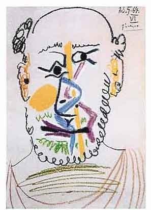 PICASSO "HALF BALD MAN WITH BEARD": PABLO PICASSO "HALF BALD MAN WITH BEARD" - NUMBERED LIMITED EDITION GICLEE' ON HEAVY ARCHIVAL WOVE PAPER - ESTATE SIGNED IN PENCIL "Collection Domaine Picasso" - EDITION SIZE 500 - UNFRAMED - MINT - 2