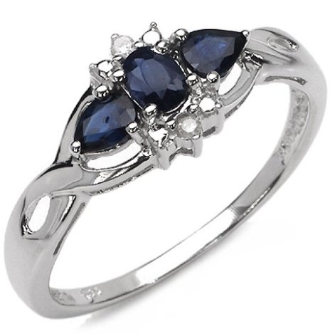 0.67 CARAT GENUINE SAPPHIRE & WHITE DIAMOND .925 STERLI: 0.67 CARAT GENUINE SAPPHIRE & WHITE DIAMOND .925 STERLING SILVER RING - METAL INFORMATION: .925 STERLING SILVER TOTAL CTW: 0.67CTW FINISH: HIGH SILVER POLISH ITEM: RING STONE INFORMATION: DIAMOND WHIT