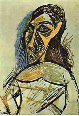 PICASSO "PORTRAIT OF WOMAN": PABLO PICASSO "PORTRAIT OF WOMAN" - NUMBERED LIMITED EDITION GICLEE' ON HEAVY ARCHIVAL WOVE PAPER - ESTATE SIGNED IN PENCIL "Collection Domaine Picasso" - EDITION SIZE 500 - PROFESSIONALLY FRAMED AND