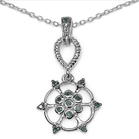 BLUE DIAMOND STERLING PENDANT