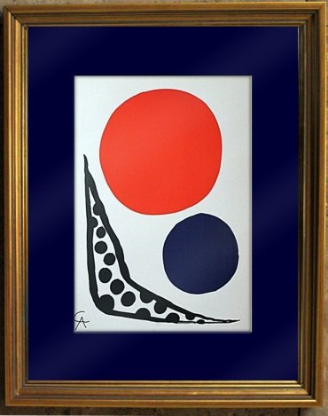 CALDER 1964 LTD. ED. ORIGINAL LITHOGRAPH: ALEXANDER CALDER - ORIGINAL LITHOGRAPH - "CMPOSITION" - ON VELIN D' ARCHES WOVE PAPER - PRINTED IN 1964 BY THE LEGENDARY ATELIER FERNAND MOURLOT, MOURLOT FRERES, PARIS FRANCE - ISSUED IN A LIMITED EDI