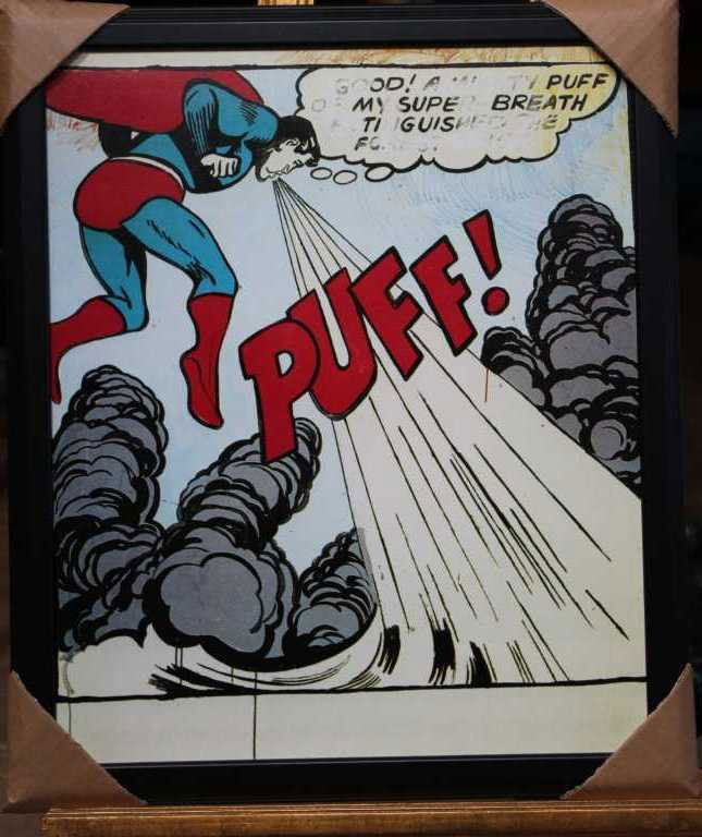 LICHTENSTEIN "PUFF" GICLEE ON CANVAS: ROY LICHTENSTEIN "PUFF" - GICLEE ON CANVAS - PROFESIONALLY STRECHED AND FRAMED - 27"X22" FRAMED