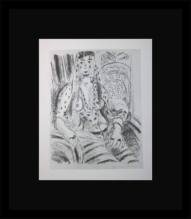 VINTAGE 1956 MATISSE LITHOGRAPH: HENRI MATISSE "THE ARAB BLOUSE" - VINTAGE LITHOGRAPH AFTER THE 1925 LITHOGRAPH - PRINTED IN 1956 - PUBLISHED BY GEORGE BRAZILLER NEW YORK - PROFESSIONALLY FRAMED AND MATTED - GALLERY STYLE WITH BLACK 
