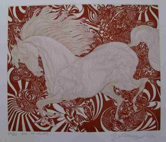 AZOULAY "ALONG THE WAY" ETCHING: GUILLAUME AZOULAY "ALONG THE WAY" - HAND SIGNED AND NUMBERED - LIMITED EDITION ETCHING - IMAGE SIZE APPROX. 13X16 - PAPER SIZE APPX 20X26 - VERY HIGH QUALITY - BEATIFULLY FRAMED - MINT CONDITION -
