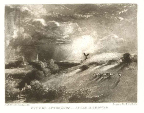 SIR JOHN CONSTABLE / DAVID LUCAS MEZZOTINT: SIR JOHN CONSTABLE / DAVID LUCAS MEZZOTINT "SUMMER AFTERNOON AFTER A SHOWER" - THIS BEAUTIFUL MEZZOTINT ENGRAVING WAS COMPOSED BY JOHN CONSTABLE AND ENGRAVED BY DAVID LUCAS - IT IS FROM THE MUCH SOUGH