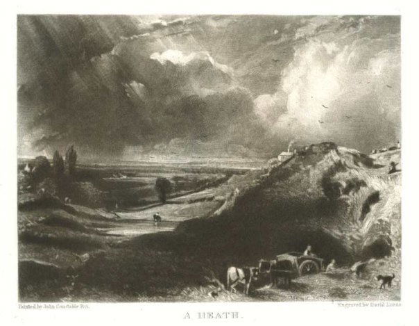 SIR JOHN CONSTABLE / DAVID LUCAS MEZZOTINT: SIR JOHN CONSTABLE / DAVID LUCAS MEZZOTINT "A HEATH" - THIS BEAUTIFUL MEZZOTINT ENGRAVING WAS COMPOSED BY JOHN CONSTABLE AND ENGRAVED BY DAVID LUCAS - IT IS FROM THE MUCH SOUGHT - AFTER "ENGLISH LANDS