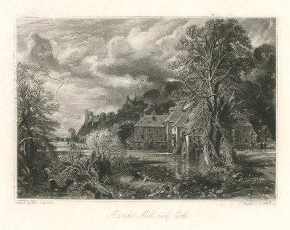 SIR JOHN CONSTABLE / DAVID LUCAS MEZZOTINT: SIR JOHN CONSTABLE / DAVID LUCAS MEZZOTINT "ARUNDEL MILL AND CASTLE" - THIS BEAUTIFUL MEZZOTINT ENGRAVING WAS COMPOSED BY JOHN CONSTABLE AND ENGRAVED BY DAVID LUCAS - IT IS FROM THE MUCH SOUGHT - AFTE