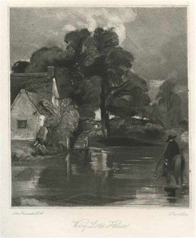 SIR JOHN CONSTABLE / DAVID LUCAS MEZZOTINT: SIR JOHN CONSTABLE / DAVID LUCAS MEZZOTINT "WILLY LOTT'S HOUSE" - THIS BEAUTIFUL MEZZOTINT ENGRAVING WAS COMPOSED BY JOHN CONSTABLE AND ENGRAVED BY DAVID LUCAS - IT IS FROM THE MUCH SOUGHT - AFTER "EN