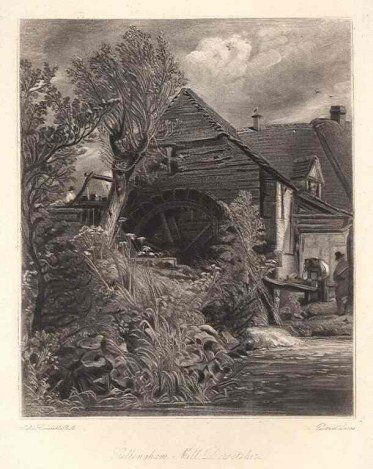 SIR JOHN CONSTABLE / DAVID LUCAS MEZZOTINT: SIR JOHN CONSTABLE / DAVID LUCAS MEZZOTINT "GILLINGHAM MILL" - THIS BEAUTIFUL MEZZOTINT ENGRAVING WAS COMPOSED BY JOHN CONSTABLE AND ENGRAVED BY DAVID LUCAS - IT IS FROM THE MUCH SOUGHT - AFTER "ENGLI
