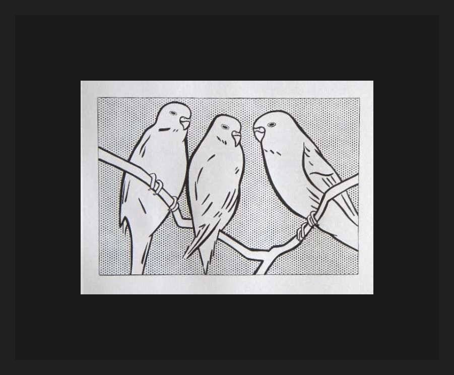 ROY LICHTENSTEIN "BIRDS": MEDIUM: LITHOGRAPH . THIS PRINT IS FROM THE DELUXE EDITION OF 180 ON J A DESSIN WOVE PAPER. PRINTED IN 1970 BY IMPRIMERIES REUNIES OF LAUSANNE, SWITZERLAND (FROM THE FIRST EDITION -- THE QUALITY OF TH