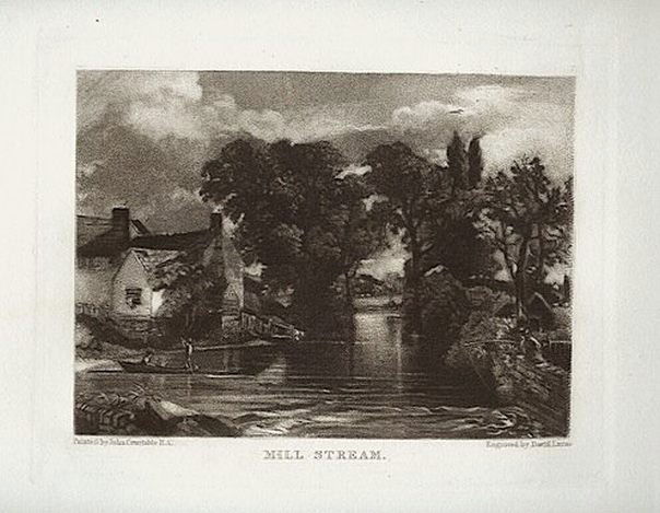 SIR JOHN CONSTABLE / DAVID LUCAS MEZZOTINT: SIR JOHN CONSTABLE / DAVID LUCAS MEZZOTINT "MILL STREAM" - THIS BEAUTIFUL MEZZOTINT ENGRAVING WAS COMPOSED BY JOHN CONSTABLE AND ENGRAVED BY DAVID LUCAS - IT IS FROM THE MUCH SOUGHT - AFTER "ENGLISH L