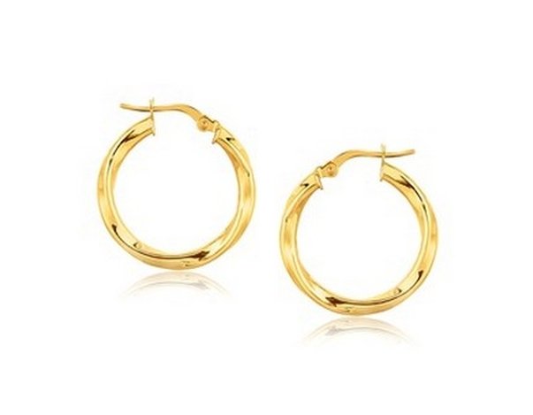 14KY GOLD CLASSIC TWIST HOOP EARRINGS (1 INCH: 14K YELLOW GOLD CLASSIC TWIST HOOP EARRINGS (1 INCH DIAMETER) - THESE CLASSIC TWIST HOOP EARRINGS ARE CRAFTED IN 14K YELLOW GOLD AND MEASURE 1 INCH DIAMETER; FEATURING A HINGED SNAP LOCKING -