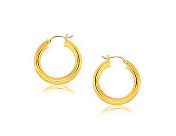 14KY GOLD POLISHED HOOP EARRINGS (30 MM)-: 14K YELLOW GOLD POLISHED HOOP EARRINGS (30 MM) - THESE TIMELESS HOOP EARRINGS ARE CRAFTED IN 14K YELLOW GOLD AND MEASURE 30MM IN DIAMETER; FEATURING A SNAP LOCK BACKING -