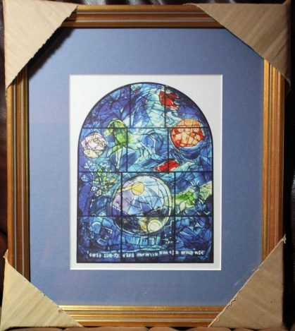 CHAGALL "THE TRIBE OF SIMEON" 1964: MARC CHAGALL "THE TRIBE OF SIMEON" - PRINTED IN GERMANY BY HERDER IN 1964 ON WOVE PAPER - VINTAGE GERMAN EDITION GRAVURE OF THE FAMOUS JERUSALEM WINDOW CREATED IN 1962 FOR THE SYNAGOGUE AT THE HADASSA