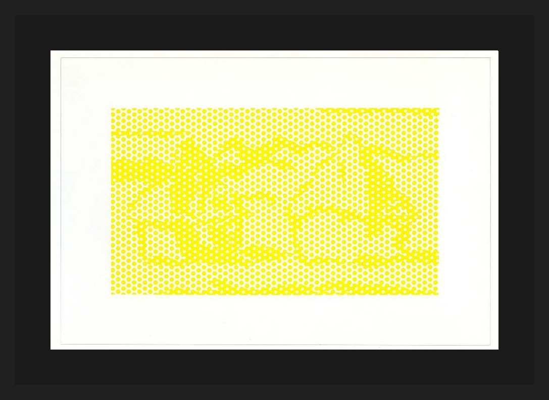 LICHTENSTEIN "HAYSTACK #1" LITHOGRAPH 1969: DONE IN HOMAGE TO CLAUDE MONET, THIS VINTAGE 1969 POP ART CLASSIC PRINT IS BEST APPRECIATED WHEN VIEWED FROM A DISTANCE. MEDIUM: LITHOGRAPH . THIS IS A BEAUTIFULLY EXECUTED VERSION, PRINTED IN 1969 BY