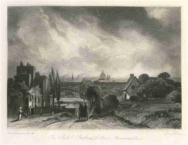 SIR JOHN CONSTABLE / DAVID LUCAS MEZZOTINT: SIR JOHN CONSTABLE / DAVID LUCAS MEZZOTINT "HAMPSTEAD ROAD" - (SIR RICHARD STEELE'S COTTAGE) - THIS BEAUTIFUL MEZZOTINT ENGRAVING WAS COMPOSED BY JOHN CONSTABLE AND ENGRAVED BY DAVID LUCAS - IT IS FRO